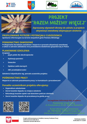 Plakat Projektu "Razem możemy więcej" w języku polskim