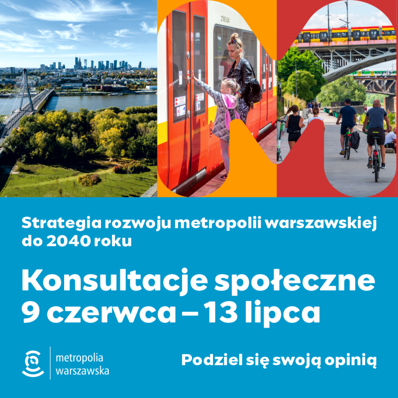 Plakat strategia rozwoju metropolii warszawskiej do 2040 roku