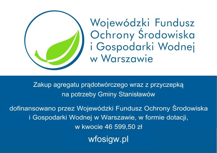 Zakup agregatu prądotwórczego wraz z przyczepką na potrzeby Gminy Stanisławów