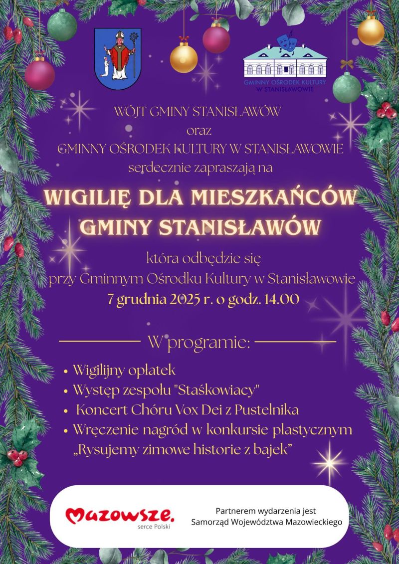 Zaproszenie na wigilię dla Mieszkańców