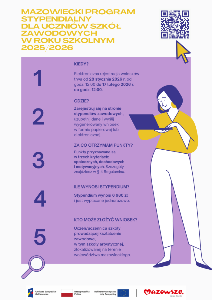 Mazowiecki program stypendialny dla uczniów szkół zawodowych 2025/2026