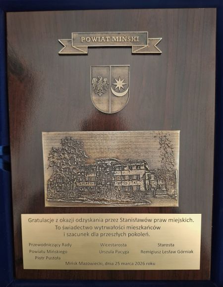 Gratulacje z okazji nadania praw miejskich dla miejscowości Stanisławów