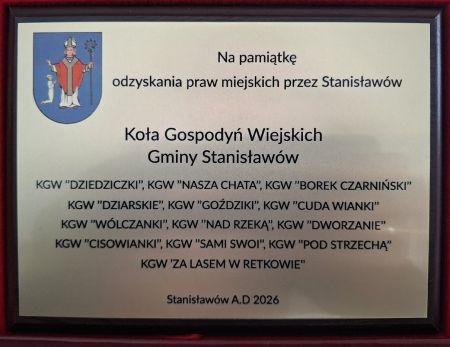 Gratulacje z okazji nadania praw miejskich dla miejscowości Stanisławów