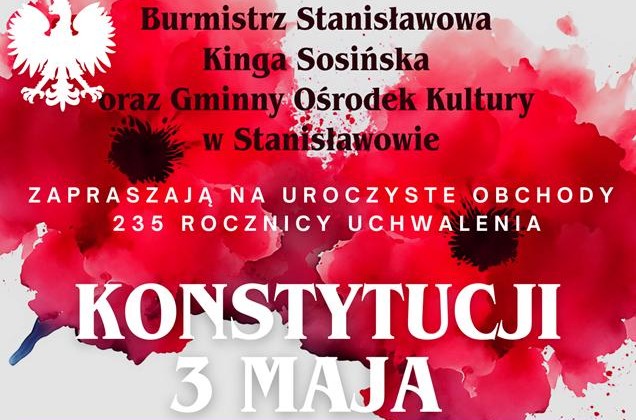 Zapraszamy na wspólne świętowanie 235 rocznicy uchwalenia Konstytucji 3 Maja
