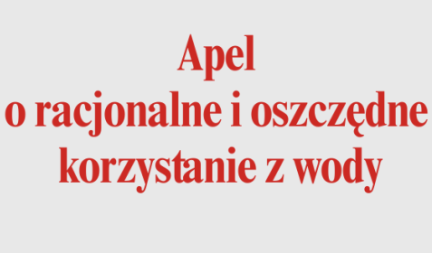 Apel o maksymalne ograniczenie zużycia wody